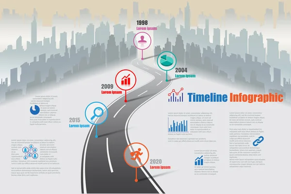 Üzleti út megjelenítése idővonal infographic, vektoros illusztráció — Stock Vector