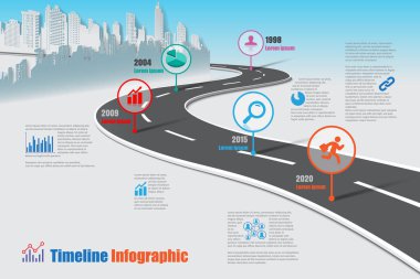 İş yol haritası zaman çizelgesi Infographic, vektör çizim