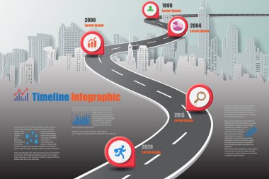 İş yol haritası zaman çizelgesi Infographic, vektör çizim