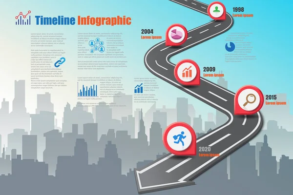 Carte routière d'affaires infographie chronologique, Illustration vectorielle — Image vectorielle