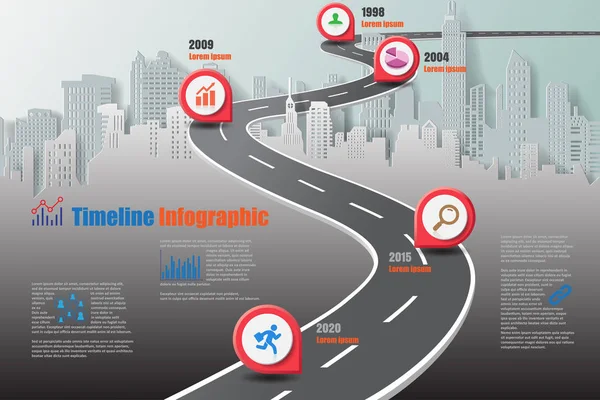 İş yol haritası zaman çizelgesi Infographic, vektör çizim