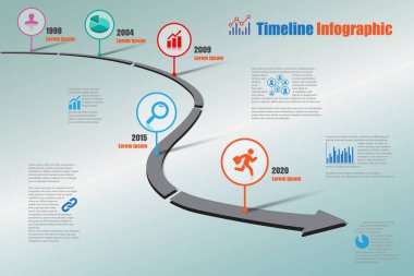 İş yol haritası zaman çizelgesi Infographic, vektör çizim