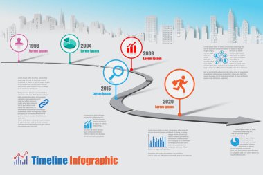 İş yol haritası zaman çizelgesi Infographic, vektör çizim
