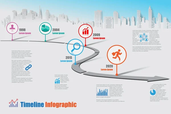 İş yol haritası zaman çizelgesi Infographic, vektör çizim