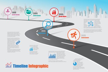 İş yol haritası zaman çizelgesi Infographic, vektör çizim