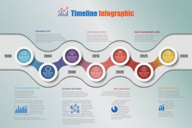İş yol haritası zaman çizelgesi Infographic 7 adımlar daire, vektör çizim ile