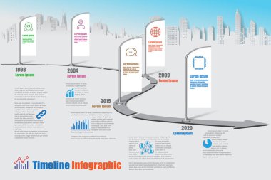 İş yol haritası zaman çizelgesi Infographic, vektör çizim