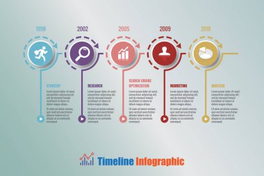 İş yol haritası zaman çizelgesi Infographic 5 adım daire, vektör çizim ile