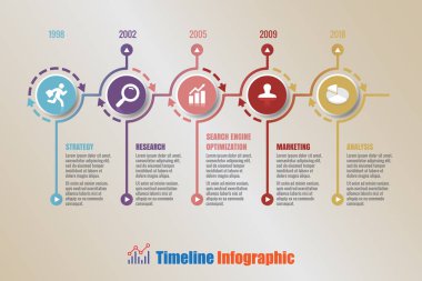 İş yol haritası zaman çizelgesi Infographic 5 adım daire, vektör çizim ile