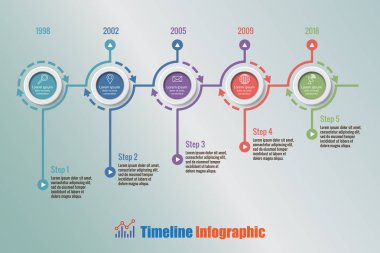 Dişliler, vektör çizim iş yol haritası zaman çizelgesi Infographic 5 adımlar