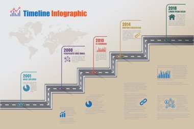 İş yol haritası zaman çizelgesi Infographic, vektör çizim