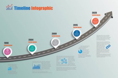 İş yol haritası zaman çizelgesi Infographic, vektör çizim