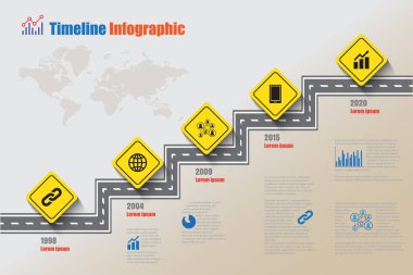 İş yol haritası zaman çizelgesi Infographic, vektör çizim