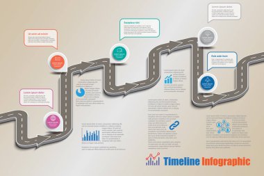İş yol haritası zaman çizelgesi Infographic, vektör çizim