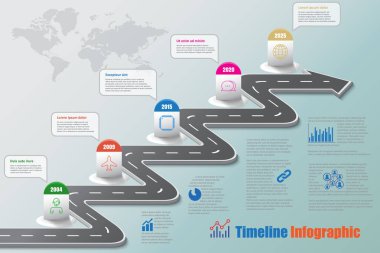 İş yol haritası zaman çizelgesi Infographic, vektör çizim