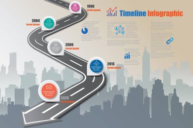 İş yol haritası zaman çizelgesi Infographic, vektör çizim