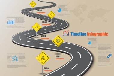 İş yol haritası zaman çizelgesi Infographic, vektör çizim