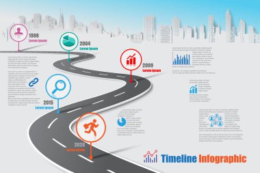 İş yol haritası zaman çizelgesi Infographic, vektör çizim