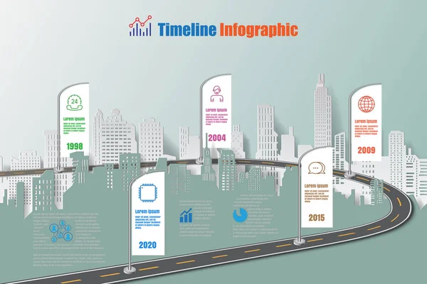 Üzleti út megjelenítése idővonal infographic, vektoros illusztráció — Stock Vector