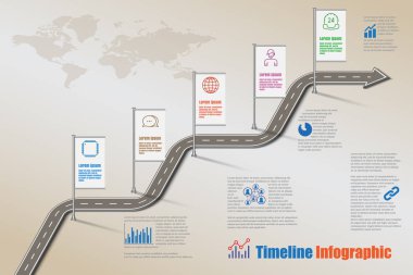 İş yol haritası zaman çizelgesi Infographic, vektör çizim