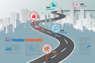 İş yol haritası zaman çizelgesi Infographic, vektör çizim