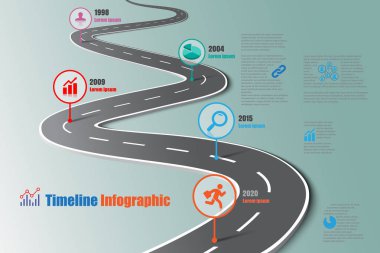 İş yol haritası zaman çizelgesi Infographic, vektör çizim