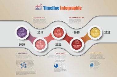 İş yol haritası zaman çizelgesi Infographic 5 adım daire, vektör çizim ile