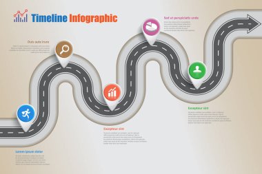 İş yol haritası zaman çizelgesi Infographic, vektör çizim