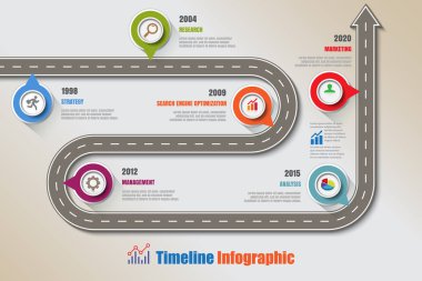 İş yol haritası zaman çizelgesi Infographic, vektör çizim