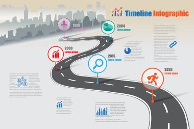 İş yol haritası zaman çizelgesi Infographic, vektör çizim