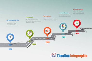 İş yol haritası zaman çizelgesi Infographic, vektör çizim