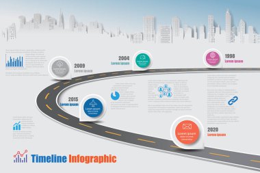 İş yol haritası zaman çizelgesi Infographic, vektör çizim