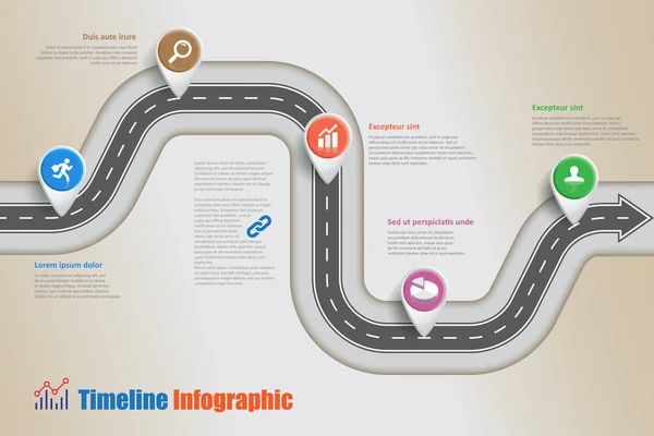 Infografica della mappa stradale aziendale, Illustrazione vettoriale — Vettoriale Stock