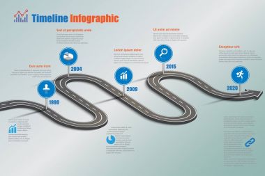 İş yol haritası zaman çizelgesi Infographic, vektör çizim