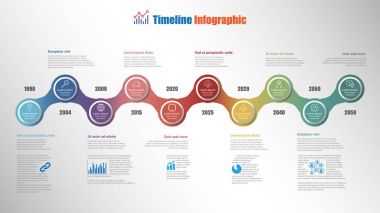 Modern zaman çizelgesi Infographic 10 adım daire, vektör çizim ile