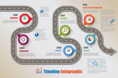 Arka plan şablonu kilometre taşı öğe modern diyagramı işlem teknolojisi dijital pazarlama veri sunum grafiği için vektör çizim tasarlanmış iş yol haritası zaman çizelgesi Infographic ikonları/simgeleri