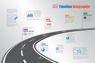 Arka plan şablonu kilometre taşı öğe modern diyagramı işlem teknolojisi dijital pazarlama veri sunum grafiği için vektör çizim tasarlanmış iş yol haritası zaman çizelgesi Infographic ikonları/simgeleri