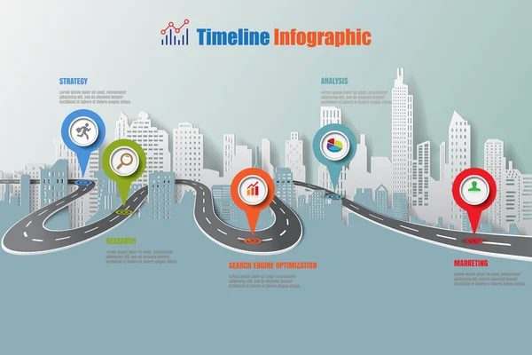 Ütemterv Ütemterv Infographic Város Tervezett Absztrakt Háttér Sablon Mérföldkő Elem — Stock Vector