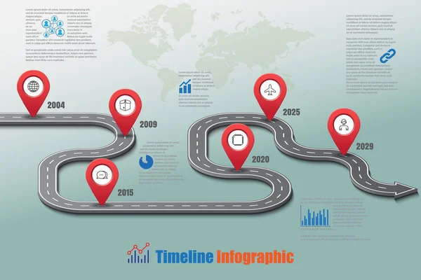 Señales Tráfico Negocios Mapa Línea Tiempo Infografía Diseñada Para Elemento — Vector de stock