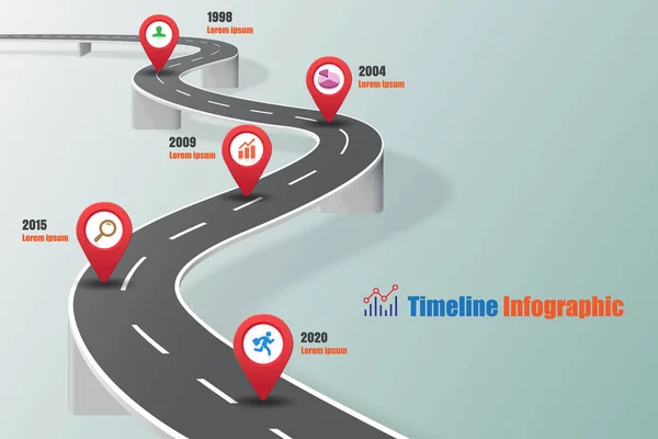 Business Road Map Timeline Infografica Concetti Autostrada Progettati Astratto Sfondo — Vettoriale Stock
