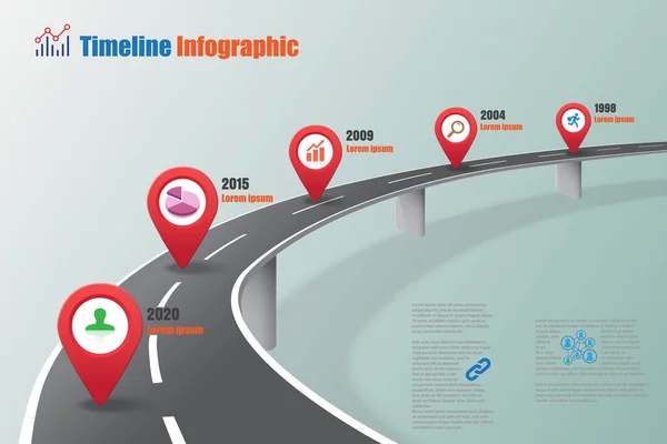 Business Roadmap Timeline Infografik Schnellstraßenkonzepte Für Abstrakte Hintergrund Vorlage Meilenstein — Stockvektor