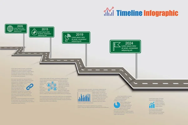 Pictogrammen Bedrijfs Van Routekaart Tijdlijn Infographic Ontworpen Voor Abstracte Achtergrond — Stockvector