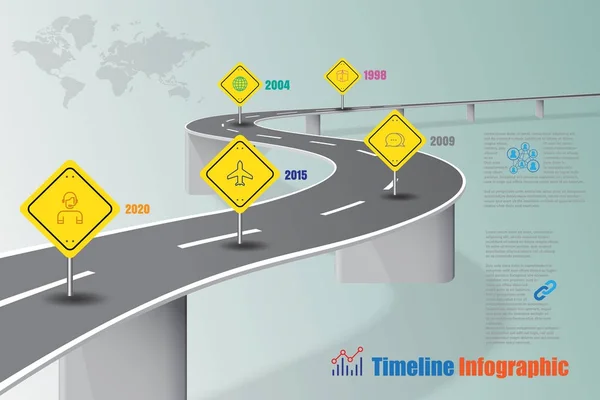 为抽象背景模板设计的商业路线图时间表信息高速公路概念里程碑图处理技术数字营销数据演示图矢量说明 — 图库矢量图片