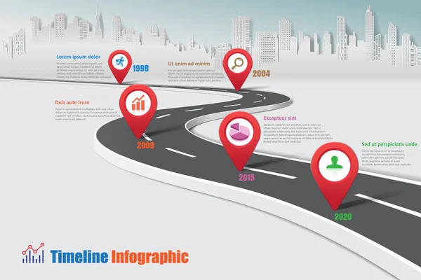 Zakelijke Routekaart Tijdlijn Infographic Stad Expressway Ontworpen Voor Abstracte Achtergrond — Stockvector