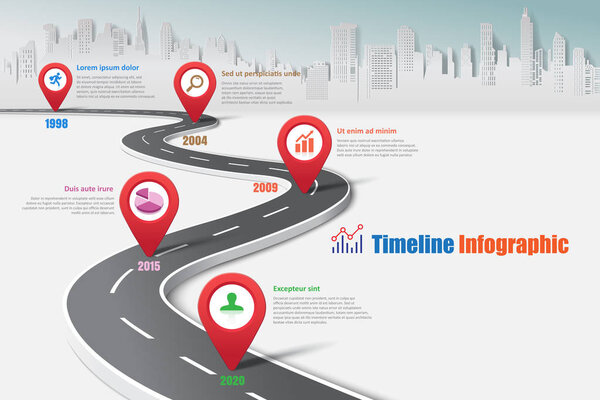 Business road map timeline infographic city expressway designed for abstract background template milestone element modern diagram process technology digital data presentation chart Vector illustration
