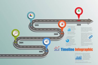 Arka plan şablonu kilometre taşı öğe modern diyagramı işlem teknolojisi dijital pazarlama veri sunum grafiği için vektör çizim tasarlanmış iş yol haritası zaman çizelgesi Infographic ikonları/simgeleri