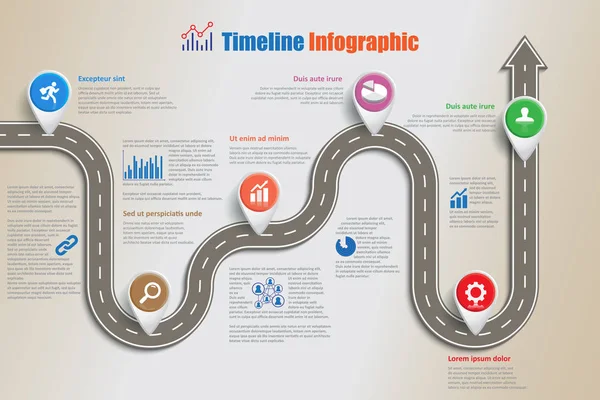 Business Roadmap Zeitleiste Infografik Symbole Für Abstrakte Hintergrundvorlage Meilenstein Element — Stockvektor