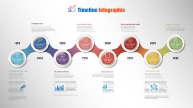 Modern zaman çizelgesi Infographic 8 adımlar daire sunu işlem Web sayfalarını iş akışı planlama şablon broşür diyagram için tasarlanmış ile. Vektör çizim