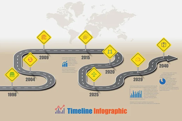 Business Road Signs Map Timeline Infographic Designed Abstract Background Template — Vetor de Stock