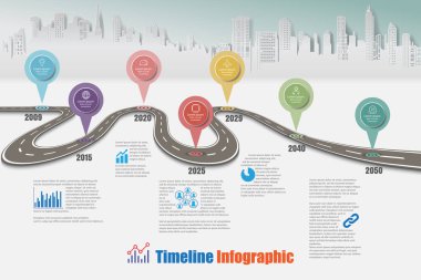 Arka plan şablonu kilometre taşı öğe modern diyagramı işlem teknolojisi dijital pazarlama veri sunum grafiği için vektör çizim tasarlanmış iş yol haritası zaman çizelgesi Infographic ikonları/simgeleri